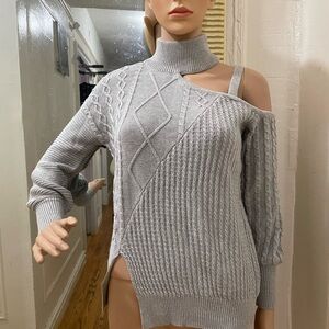Fashion Nova Light Gray Off-the-Shoulder Sweater